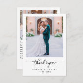 ミニマリスト ホワイト ウェディング フォト サンクス カード (正面/裏面)