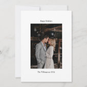 ミニマリスト ホワイト エレガント ウェディング カスタム フォト シーズンカード (正面)