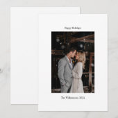 ミニマリスト ホワイト エレガント ウェディング カスタム フォト シーズンカード (正面/裏面)