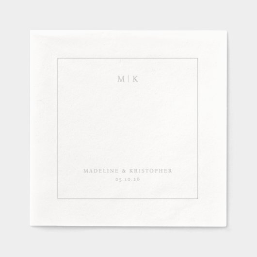 ミニマリスト ホワイト カリグラフィー 箔ナプキン (正面)