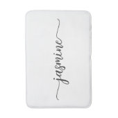 ミニマリスト ホワイト ガーリー モノグラム 名前 スクリプト バスマット (正面縦)