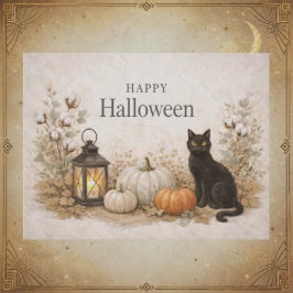 ミニマリスト ホワイト コットン スティック ユーカリ ハロウィン シーズンポストカード