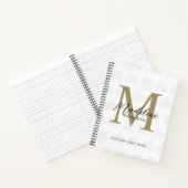 ミニマリスト ホワイト ゴールド アナハウ リーフ スクリプト モノグラム ノートブック (内部)