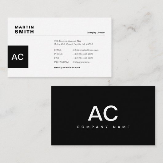 ミニマリスト、ホワイト、シンプルプロフェッショナル、ボホ、 名刺 (正面/裏面)