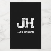 ミニマリスト ホワイト ツー レター モノグラム ネーム ブラック フードラベル (シングルラベル)