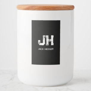 ミニマリスト ホワイト ツー レター モノグラム ネーム ブラック フードラベル