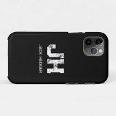 ミニマリスト ホワイト ツー レター モノグラム ネーム ブラック Case-Mate iPhoneケース (裏面(横))