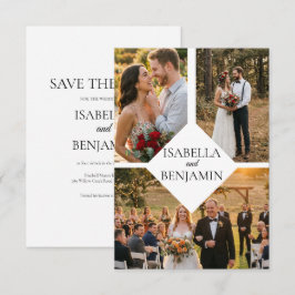 ミニマリスト ホワイト トリオ 写真付き Save the Date セーブザデート
