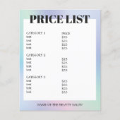 ミニマリスト ホワイト パステル QR コード サロン 価格リスト チラシ (正面)