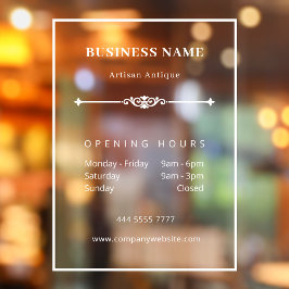 ミニマリスト ホワイト ビジネス ヴィンテージ オープニングアワー  ウィンドウサイン