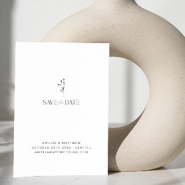 ミニマリスト ホワイト フラワー ボタニカル ドローイング ウェディング セーブザデート