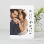 ミニマリスト ホワイト ブラック フォト セーブ ザ デート セーブザデート (スタンド正面)