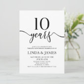 ミニマリスト ホワイト ブラック 結婚10周年記念 招待状 (スタンド正面)