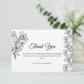 ミニマリスト ホワイト ボタニカル ライン アート サンキューカード (スタンド正面)