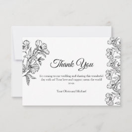 ミニマリスト ホワイト ボタニカル ライン アート サンキューカード