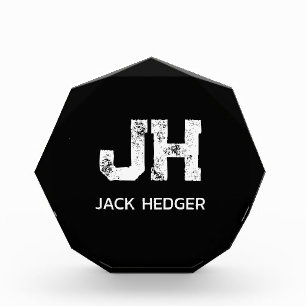 ミニマリスト ホワイト 二文字 モノグラム 名前 ブラック フォトブロック
