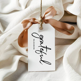 ミニマリスト・ホワイト「感謝」感謝祭 ギフトタグ