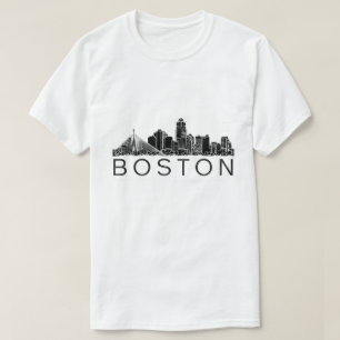 ミニマリスト ボストンスカイライン ボストン マサチューセッツ市 スカイライン Tシャツ