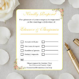  ミニマリスト ボタニカル ウェディング レスポンス カード