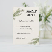 ミニマリスト ボタニカル ウェディング RSVP カード (スタンド正面)
