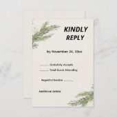 ミニマリスト ボタニカル ウェディング RSVP カード (正面/裏面)