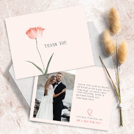 ミニマリスト ボタニカル フォト コーラル サンキューカード