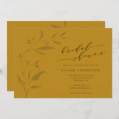 ミニマリスト ボタニカル ボーホー マスタード ブライダルシャワー 招待状 (正面/裏面)