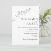 ミニマリスト ボタニカル ライン アート ドローイング ボーホー ウェディング 招待状 (スタンド正面)