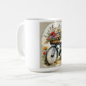 ミニマリスト ボホ フラワー 自転車 コーヒーマグカップ (正面左)