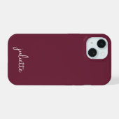 ミニマリスト ボルドーワイン 名入れ iPhone 15ケース (裏面横)
