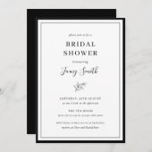 ミニマリスト ボーダー 繊細な葉の ブライダルシャワー 招待状 (正面/裏面)