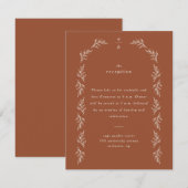 ミニマリスト ボーホー アーチ テラコッタ ウェディング レセプション エンクロージャーカード (正面/裏面)