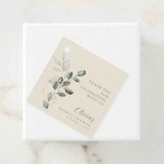 ミニマリスト ボーホー ゴールド グリーンのブライダルシャワー フェイバータグ (インサイチュ)