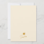 ミニマリスト ボーホー サンシャイン フラット バーティカル ベイビー シャワー サンキューカード (裏面)