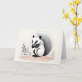 ミニマリスト ボーホー スイート スカンク イン ザ ウッズ ブランク カード (黄色い花)