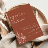 ミニマリスト ボーホー テラコッタ オレンジ ウェディング 招待状