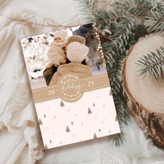 ミニマリスト ボーホー ファミリー フォト モダン ハッピー シーズンカード