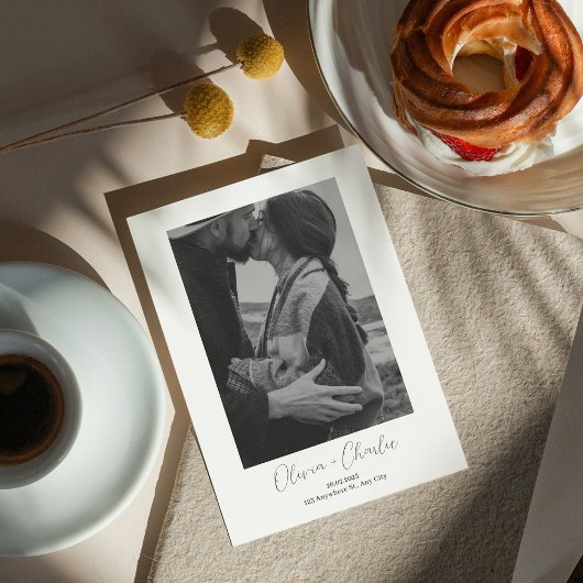 ミニマリスト ボーホー フォト ウェディング セーブ ザ デート 招待状