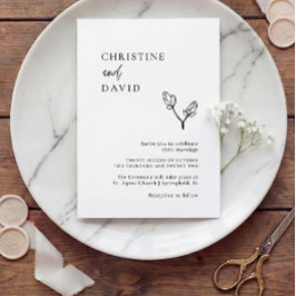 ミニマリスト ボーホー ブラック&ホワイト ウェディング 招待状