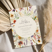 ミニマリスト ボーホー ワイルドフラワー ベビーシャワー 招待状