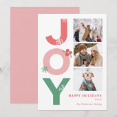 ミニマリスト ボールド スクリプト ジョイ フォト コラージュ ファミリー シーズンカード (正面/裏面)