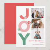 ミニマリスト ボールド スクリプト ジョイ フォト コラージュ ファミリー シーズンカード (正面/裏面)