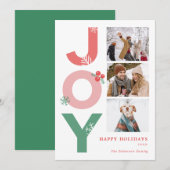 ミニマリスト ボールド スクリプト ジョイ 3 フォト コラージュ ファミリー シーズンカード (正面/裏面)