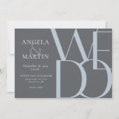 ミニマリスト ボールド ダスティーブルー グレー 結婚式招待状 招待状 (正面)