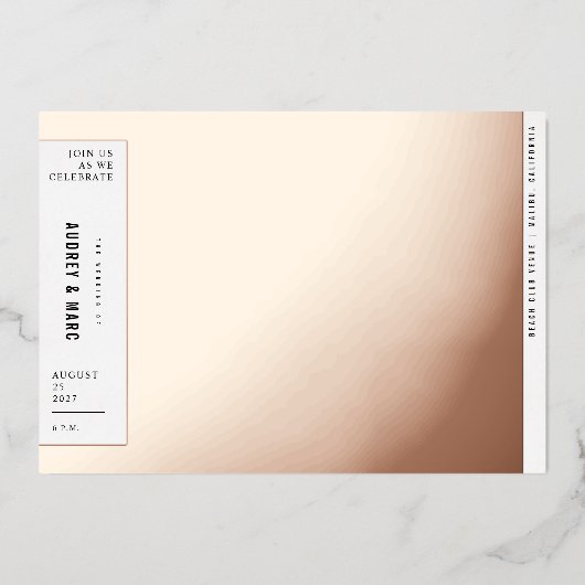 ミニマリスト・マク結婚シマリスト 箔招待状 (正面)