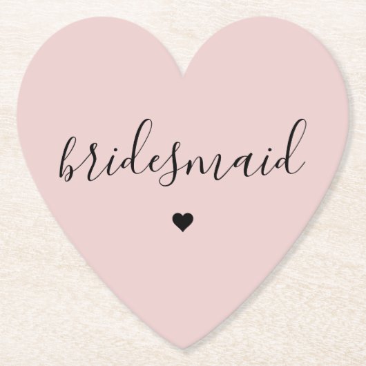 ミニマリスト ミュート ブラッシュ ピンクのウェディングパーティーへのプレゼント ペーパーコースター (正面)