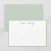 ミニマリスト ミントセージ 境界カスタムスクリプト名 サンキューカード (正面/裏面)