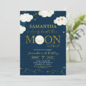 ミニマリスト ムーンアンドスターズ ナイト バースデー テーマ 招待状 (スタンド正面)