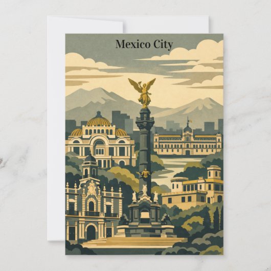 ミニマリスト メキシコシティ ヴィンテージ トラベル CDMX 招待状 (正面)