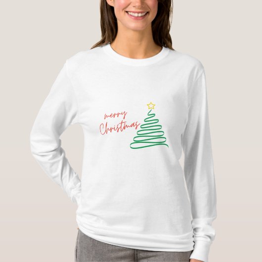 ミニマリスト メリークリスマスツリー Tシャツ (正面)